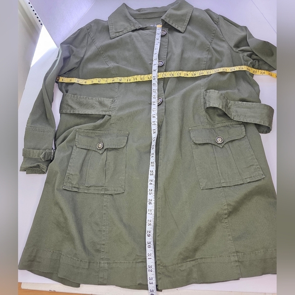 Live A Little 3XL Dark Green khaki Trench Coat - Picture 5 of 8